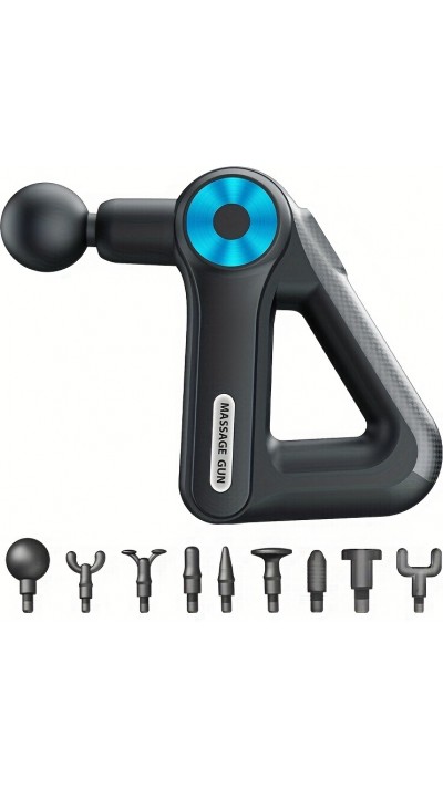 Massage Gun - Pistolet de massage rechargeable grande capacité 9 niveaux d'intensité / 9 têtes de massage