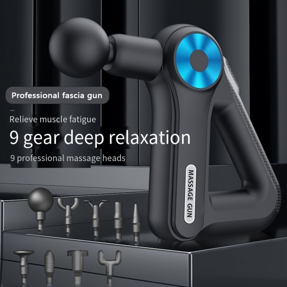 Massage Gun - Pistolet de massage rechargeable grande capacité 9 niveaux d'intensité / 9 têtes de massage