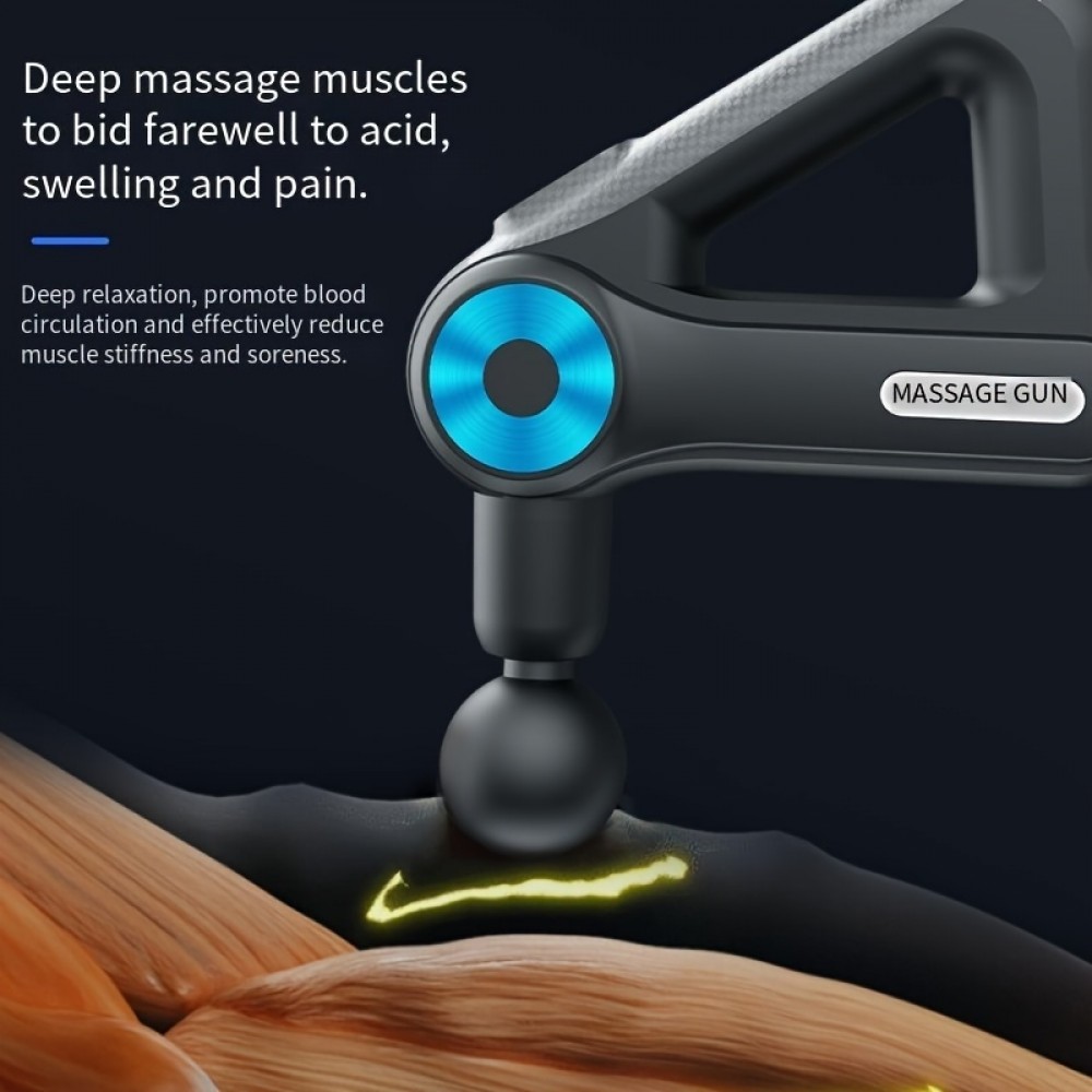Massage Gun - Pistolet de massage rechargeable grande capacité 9 niveaux d'intensité / 9 têtes de massage