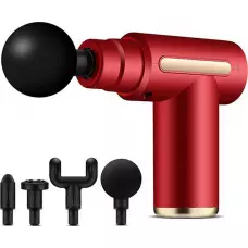 Massage Gun - Pistolet de massage électronique pour détendre les muscles et relacher le stress, incl. accessoires interchangeables - Rouge