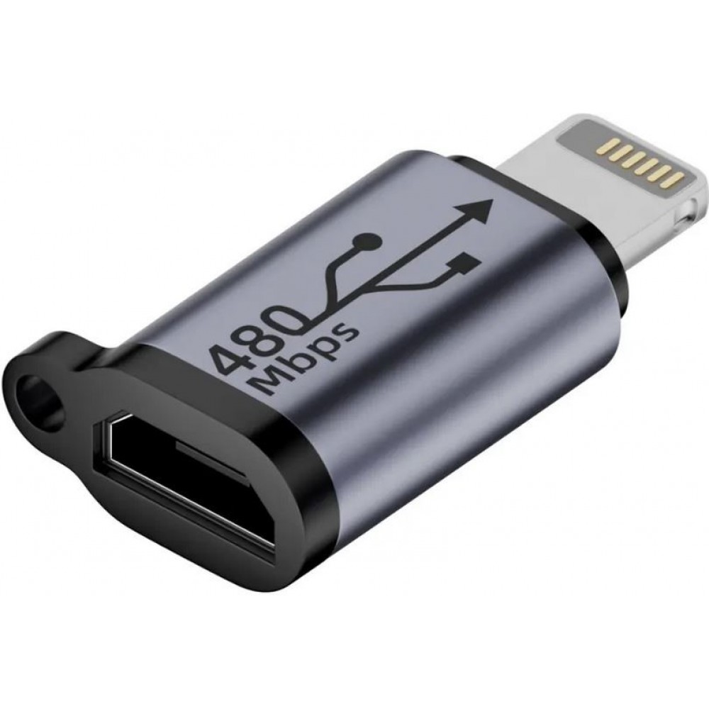 Micro USB vers Lightning - Adaptateur de charge de haute qualité Connecteur Transfert de données 480Mbps Aluminium