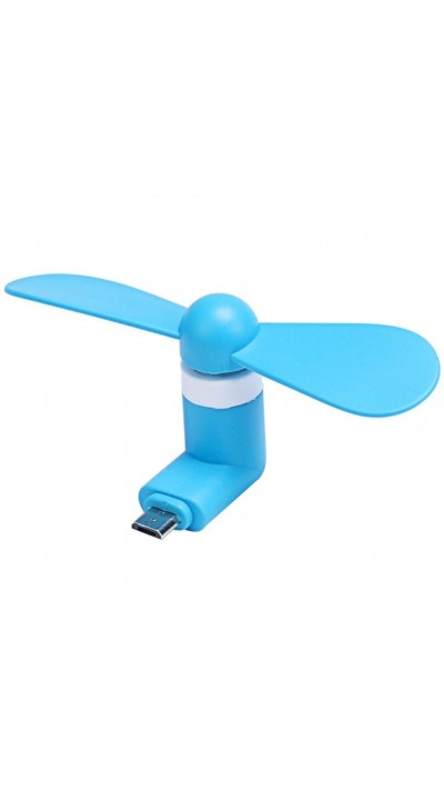 Mini ventilateur bleu pour smartphone parfait pour les déplacements et les journées chaudes - Micro-USB (Android)