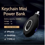 Mini Power Bank emergency Schlüsselanhänger externe Batterie 800mAh (iPhone - Lightning) - Schwarz