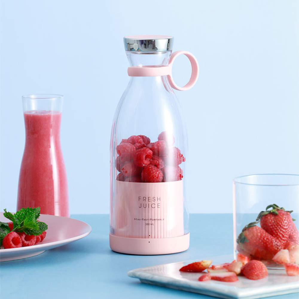 Fresh Juice - Smoothie Maker mixeur 350ml portable blender avec station de charge à induction USB - Rose