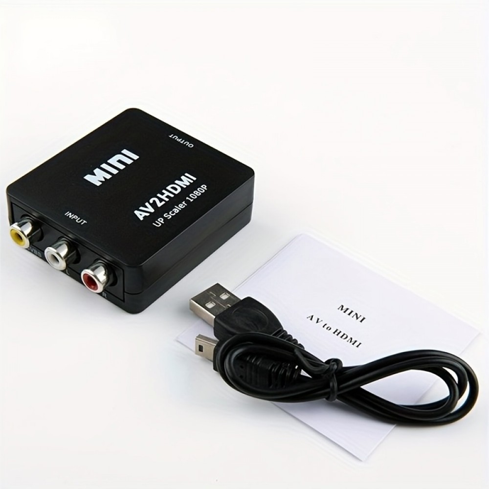 Mini adaptateur Cinch RCA AV vers HDMI 1080P Convertisseur pour TV / PC / console de jeux - Noir