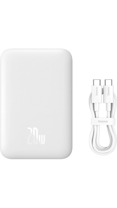 Mini batterie Externe Baseus MagSafe 6000mAh 20W avec Câble USB-C Power Bank - Blanc