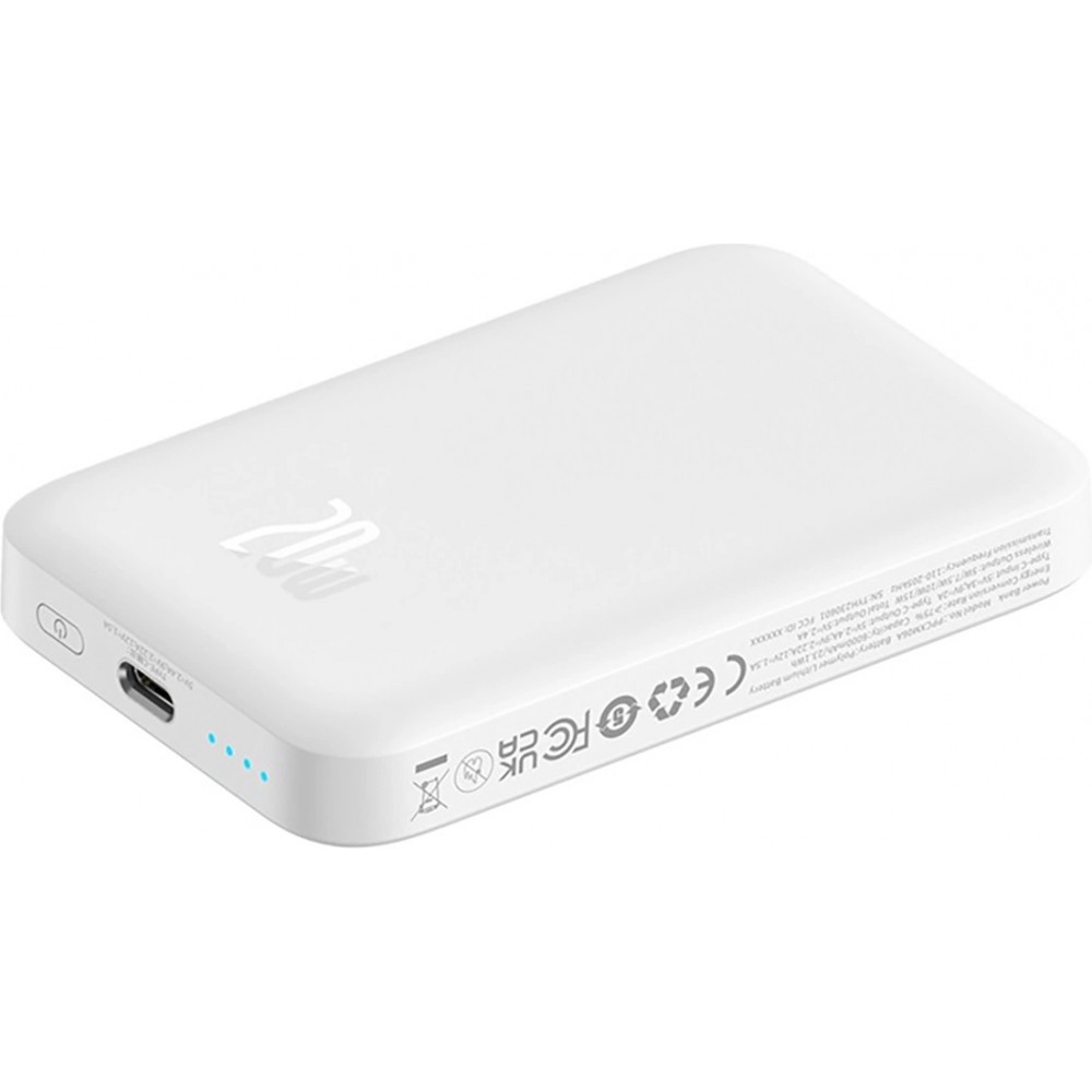 Mini batterie Externe Baseus MagSafe 6000mAh 20W avec Câble USB-C Power Bank - Blanc