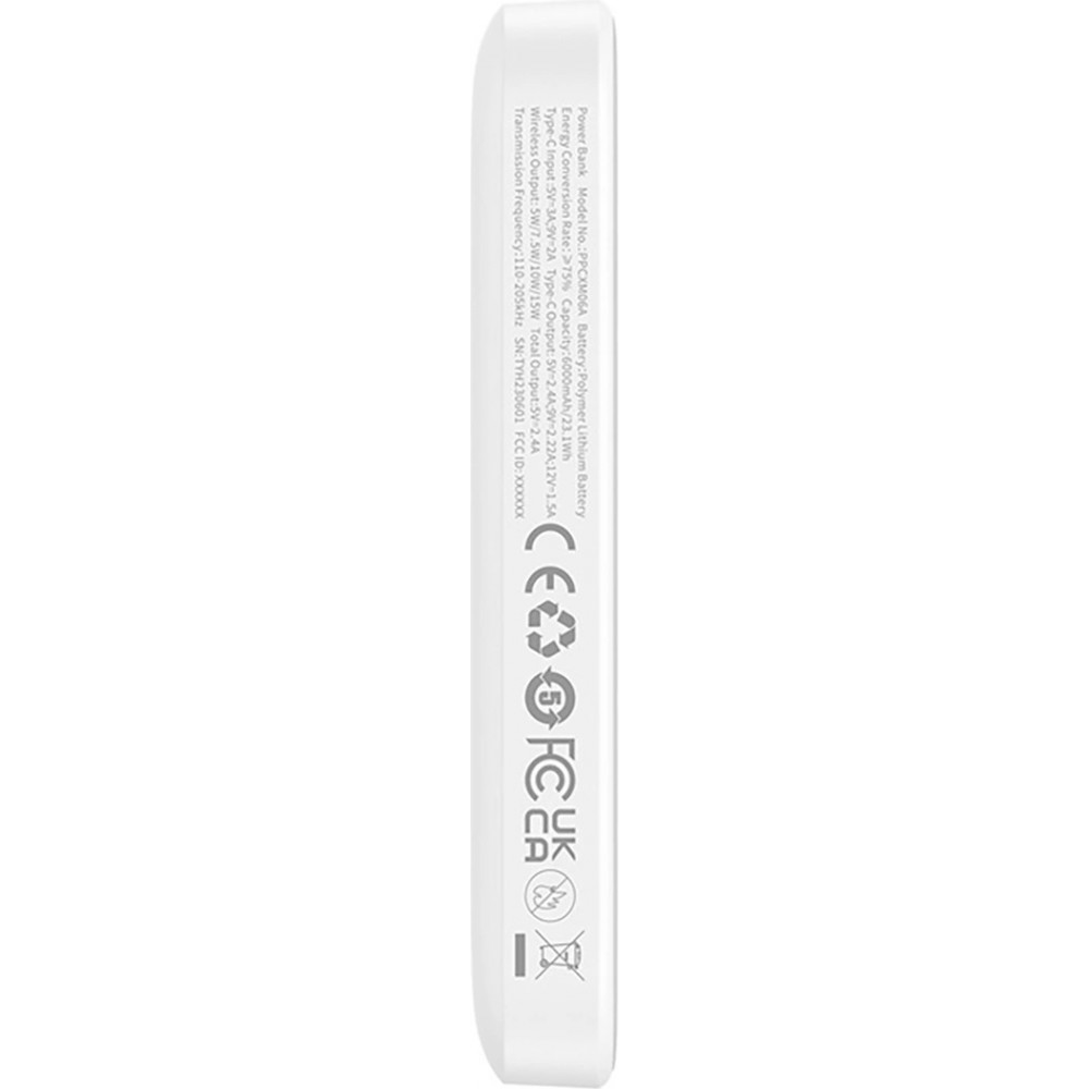 Mini batterie Externe Baseus MagSafe 6000mAh 20W avec Câble USB-C Power Bank - Blanc