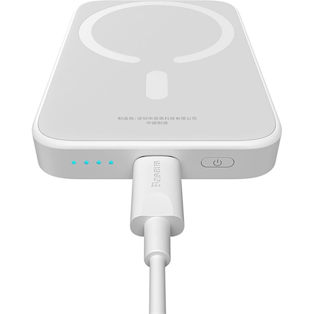 Mini batterie Externe Baseus MagSafe 6000mAh 20W avec Câble USB-C Power Bank - Blanc