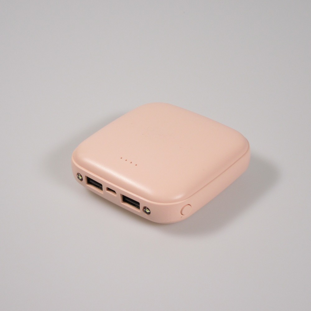 Mini batterie externe portable 20000mAh double USB avec lumière LED - Rose