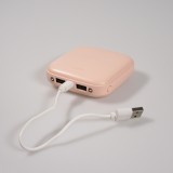 Mini batterie externe portable 20000mAh double USB avec lumière LED - Rose