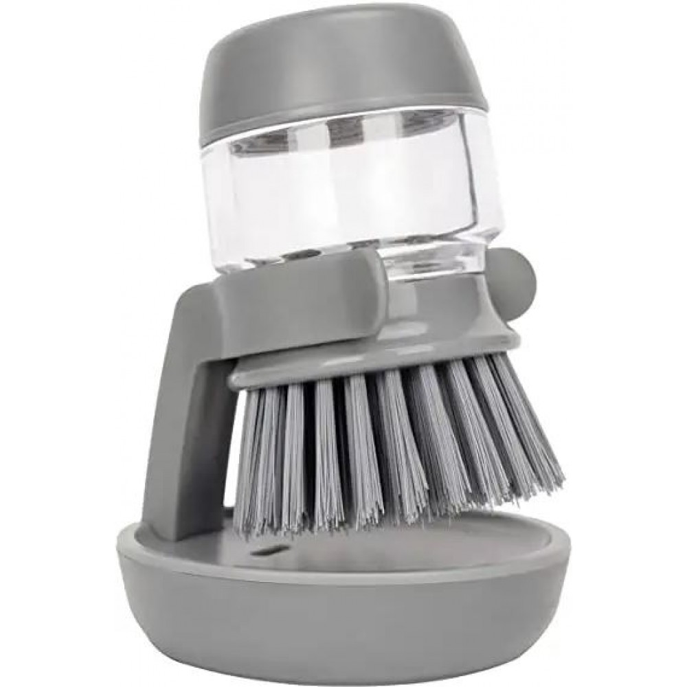 Mini-Geschirrspülbürste mit Seifenspender und Halterung - Grau