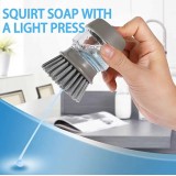 Mini brosse de nettoyage vaisselle avec distributeur de savon et support - Gris