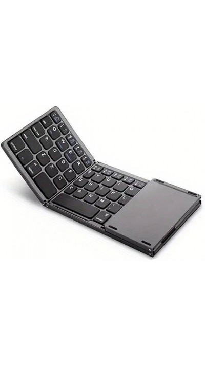 Mini Tastatur QWERTY kabellos Bluetooth faltbar mit Touch pad für Smartphone und Tablet (Android und iOS) - Schwarz