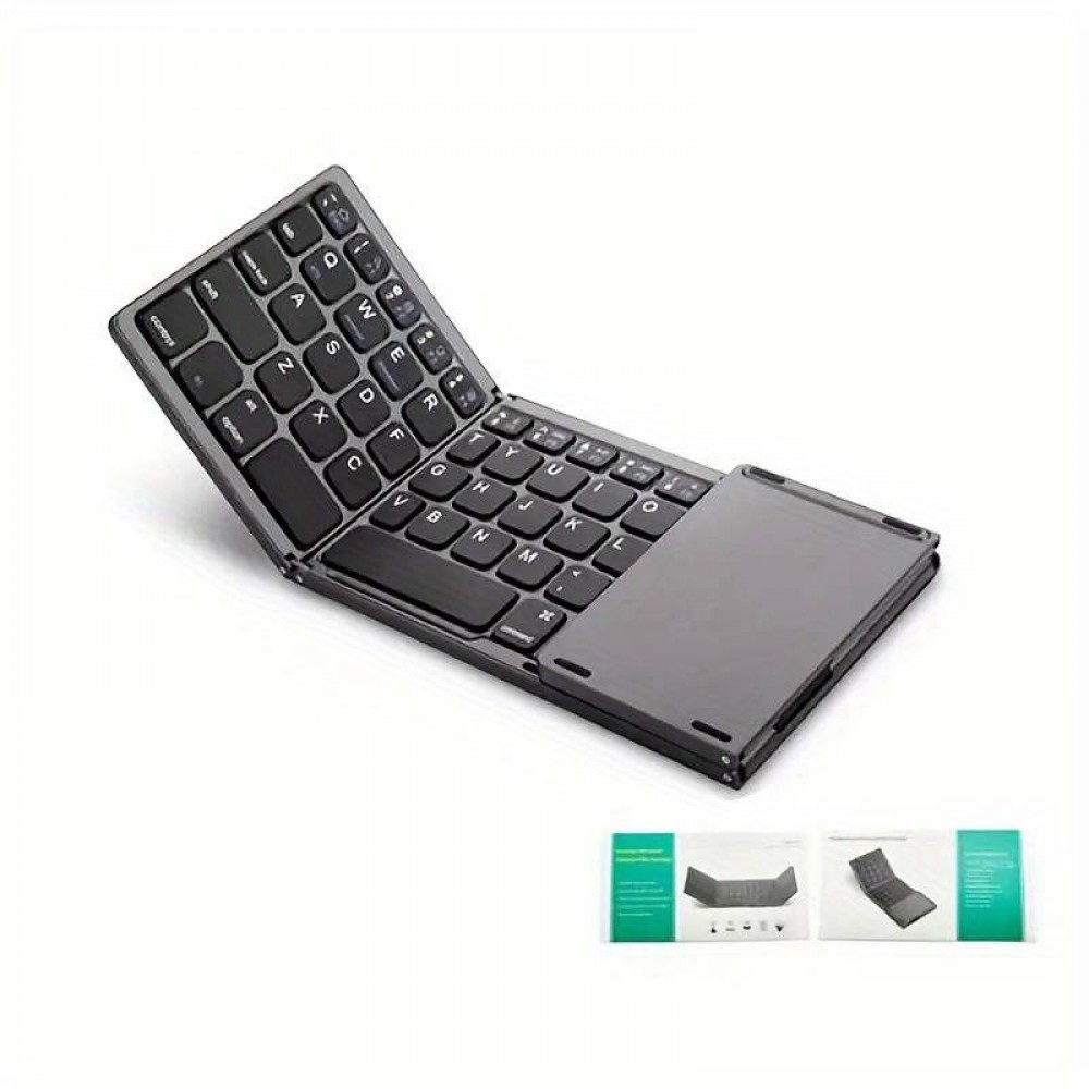 Mini clavier QWERTY sans fil Bluetooth pliable avec Touch pad pour Smartphone et tablet (Android et iOS) - Noir