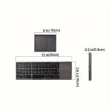 Mini clavier QWERTY sans fil Bluetooth pliable avec Touch pad pour Smartphone et tablet (Android et iOS) - Noir