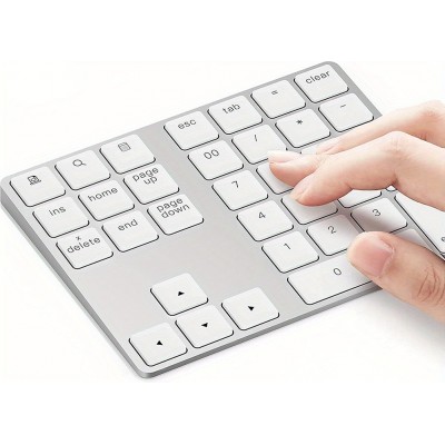 Kabelloses Bluetooth Mini-Ziffernblock tragbar wiederaufladbar kompakt für MacBook - Weiss