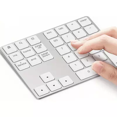 Kabelloses Bluetooth Mini-Ziffernblock tragbar wiederaufladbar kompakt für MacBook - Weiss