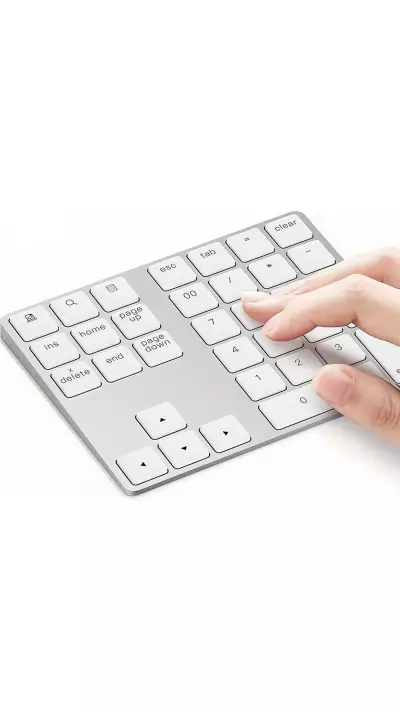 Mini clavier pavé numérique sans fil Bluetooth portable rechargeable compact look MacBook - Blanc