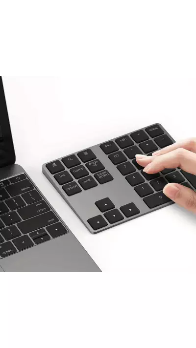 Mini clavier pavé numérique sans fil Bluetooth portable rechargeable compact look MacBook - Noir