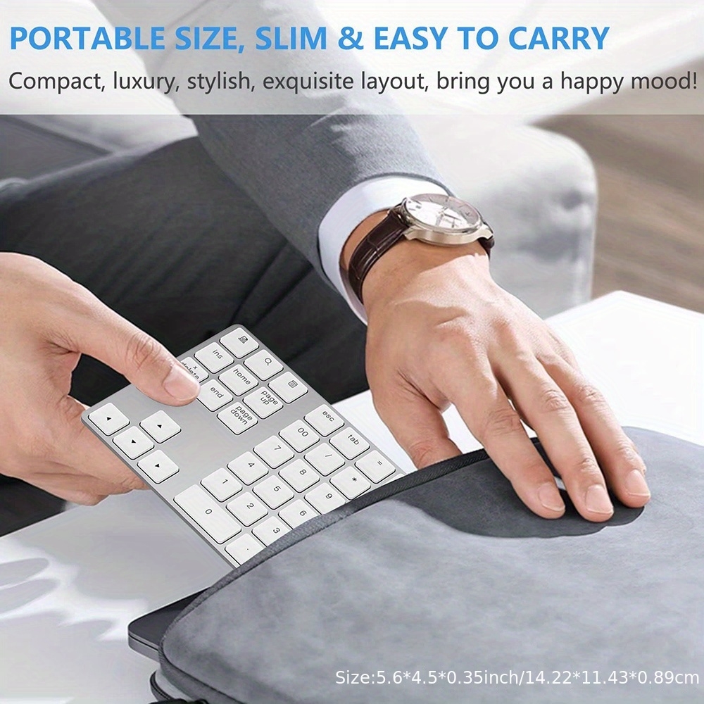 Mini clavier pavé numérique sans fil Bluetooth portable rechargeable compact look MacBook - Noir