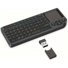Mini kabelloses 2.4G Tastatur mit beleuchtetem Touchpad und kompakter Maus für PC und Smart TV - Schwarz
