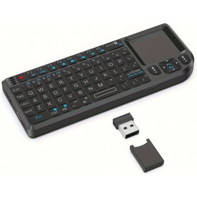 Mini kabelloses 2.4G Tastatur mit beleuchtetem Touchpad und kompakter Maus für PC und Smart TV - Schwarz