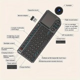 Mini kabelloses 2.4G Tastatur mit beleuchtetem Touchpad und kompakter Maus für PC und Smart TV - Schwarz