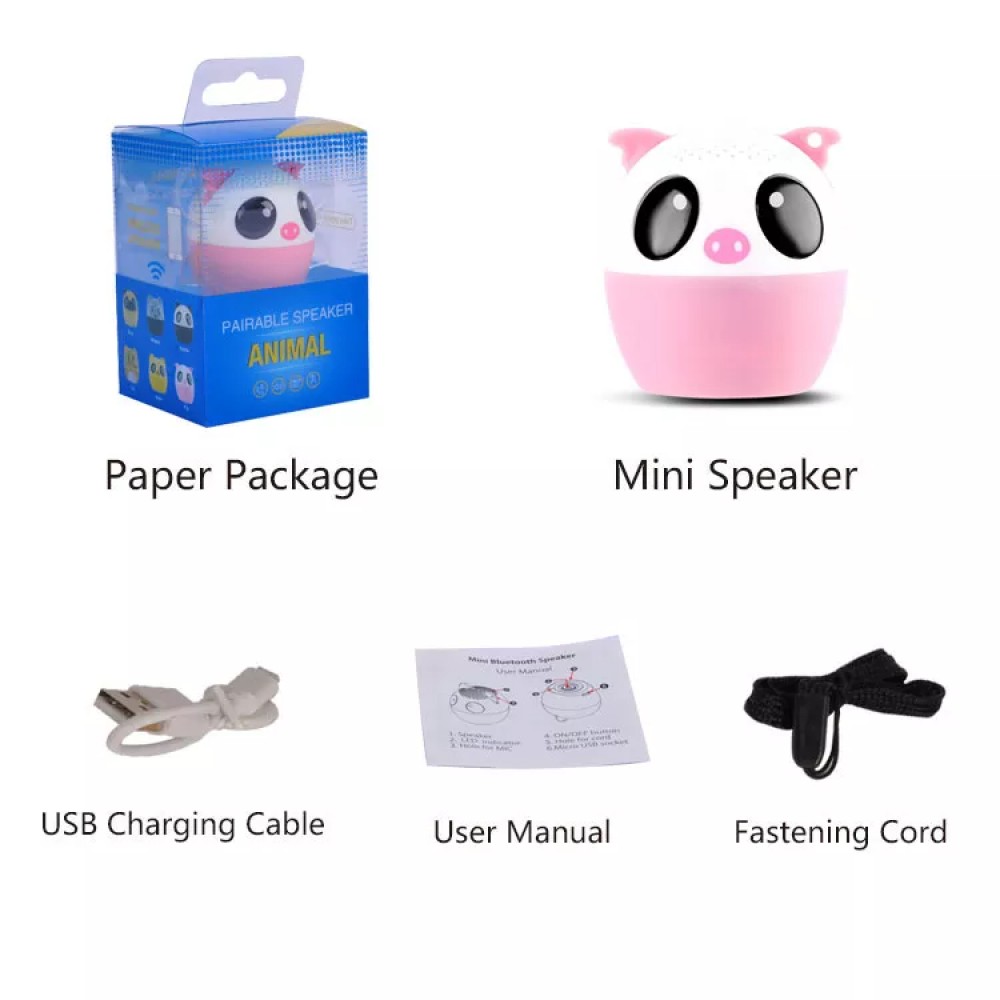 Mini enceinte speaker portable légère avec Bluetooth sans fil en forme d’animal - Panda