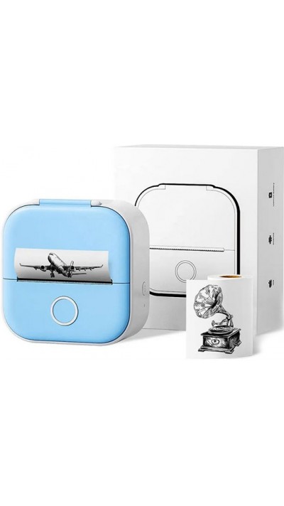 Tragbarer Mini-Bluetooth Foto Handydrucker - Phomemo T02 + 1 Thermorolle - Blau