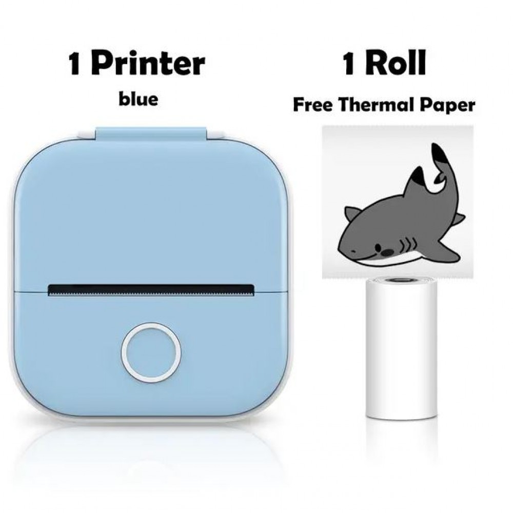 Mini imprimante Bluetooth portable pour téléphone - Phomemo T02 + 1 rouleau thermique - Bleu