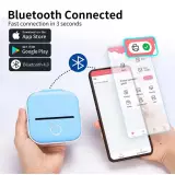Mini imprimante Bluetooth portable pour téléphone - Phomemo T02 + 1 rouleau thermique - Bleu