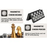 Mini jeu d'échecs magnétique pliable portable (12 cm) idéal pour les voyages avec pièces dorées et argentées