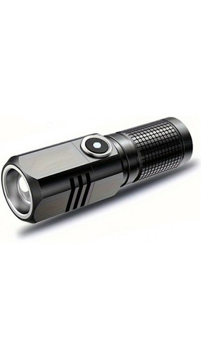Mini LED Taschenlampe Ultrastarke Leuchtkraft mit integriertem Akku & 800 Lumen (USB-C) - Schwarz
