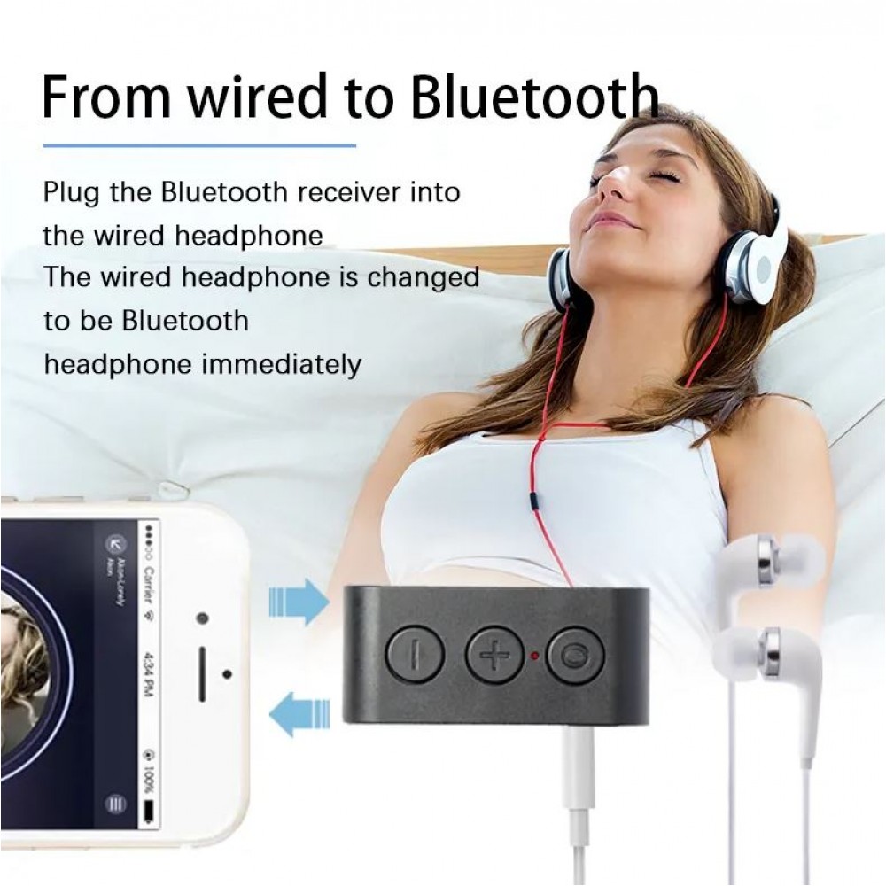 Récepteur Audio Musique Voiture Adaptateur Bluetooth Prise Aux USB Jack 3,5  mm