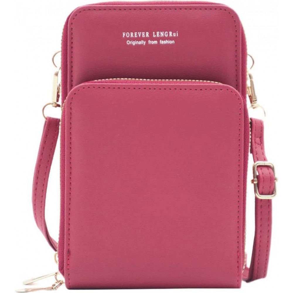 Mini sac à main élégant pochette universelle pour smartphone - Rose foncé