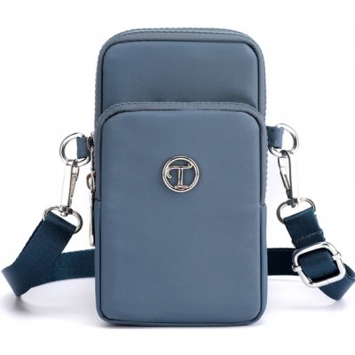 Mini sac bandoulière ultra léger 3 poches avec fermeture éclair et lanière amovible - Bleu