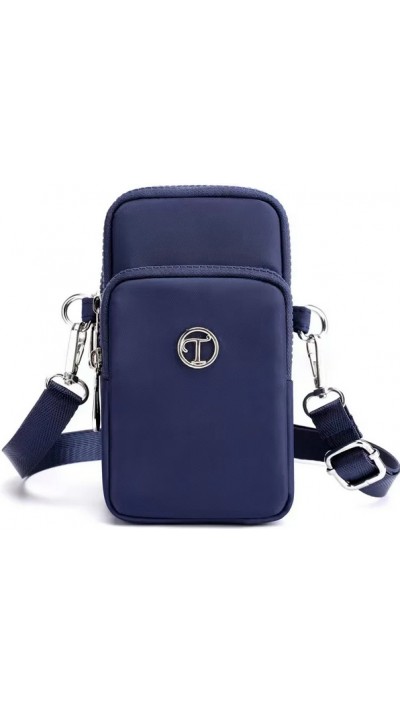 Mini sac bandoulière ultra léger 3 poches avec fermeture éclair et lanière amovible - Bleu foncé