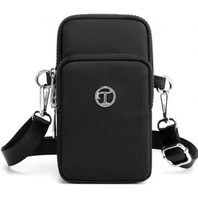 Mini sac bandoulière ultra léger 3 poches avec fermeture éclair et lanière amovible - Noir