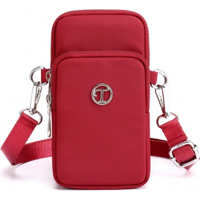 Ultraleichte Mini-Schultertasche 3 Taschen mit Reißverschluss und abnehmbarem Riemen - Rot