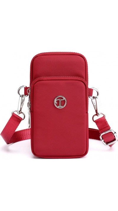 Mini sac bandoulière ultra léger 3 poches avec fermeture éclair et lanière amovible - Rouge