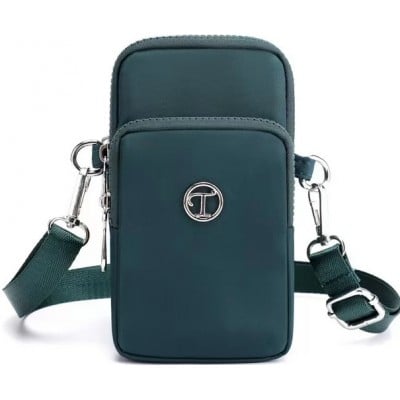 Mini sac bandoulière ultra léger 3 poches avec fermeture éclair et lanière amovible - Vert