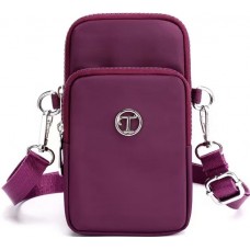 Mini sac bandoulière ultra léger 3 poches avec fermeture éclair et lanière amovible - Violet