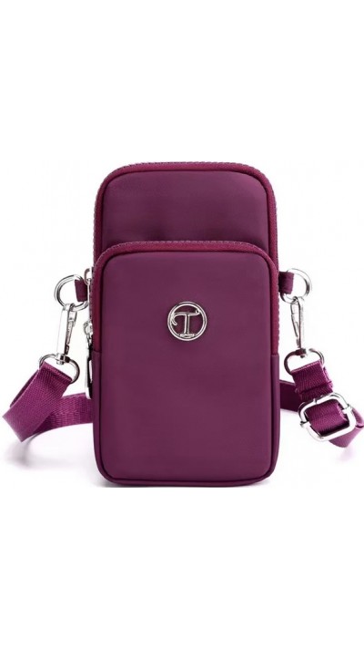 Mini sac bandoulière ultra léger 3 poches avec fermeture éclair et lanière amovible - Violet