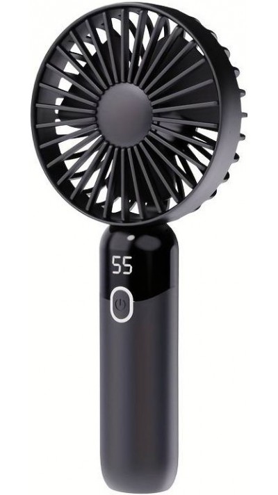 Mini ventilateur USB compact et portable avec affichage LED et pied amovible - Noir