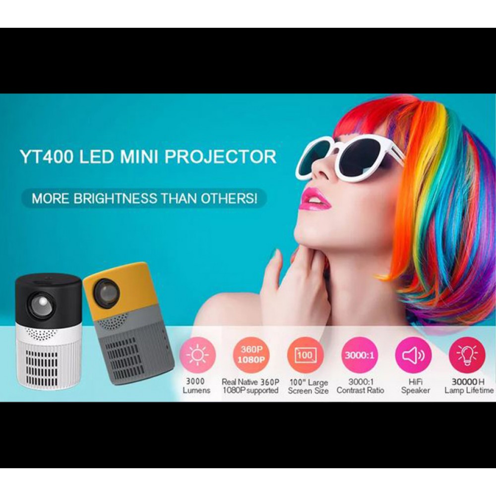 Mini vidéoprojecteur LED YT400 Projecteur 1080p multimédia beamer