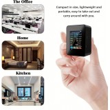 6-in-1 Luftqualitätsmonitor CO2/CO/PM2.5/PM10/HCHO/TVOC mit großem LCD-Display - Schwarz