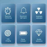 Moniteur de qualité de l'air 6 en 1 CO2/CO/PM2.5/PM10/HCHO/TVOC avec affichage LCD large - Noir