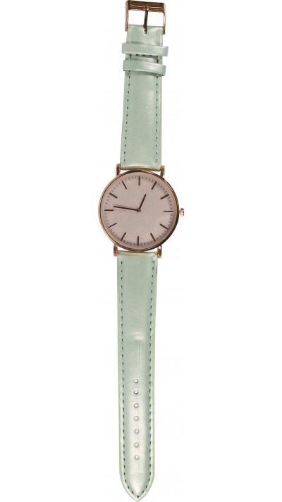 Montre boitier or rose avec cadran nacré rose - Bracelet - Turquoise - Fashion