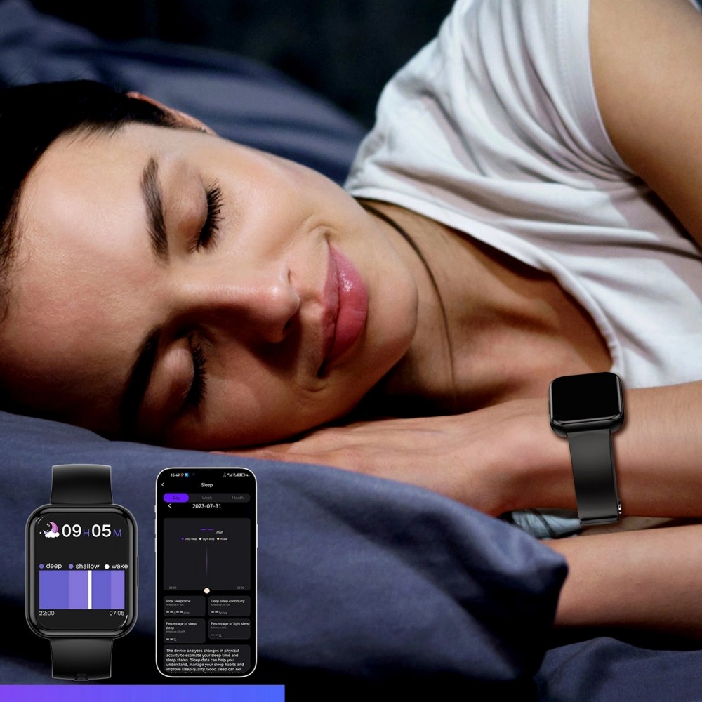Montre connectée smartwatch Choetech WT001 Bluetooth 5.0 étanche IP67 (fonction de réponse aux appels, modes sport multiples) - Noir